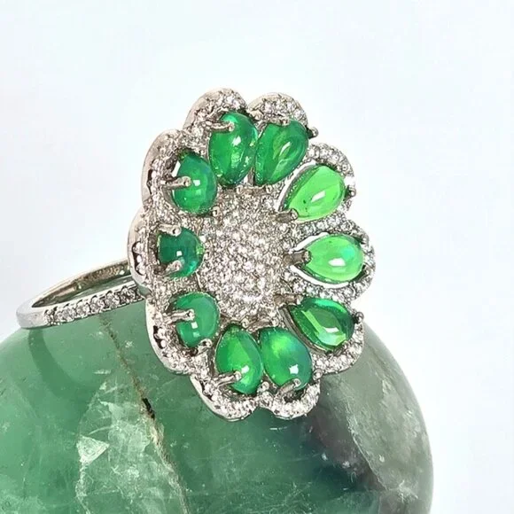 Natural Clarity Enhanced Green Fire Opal 925 Sterling Silver
